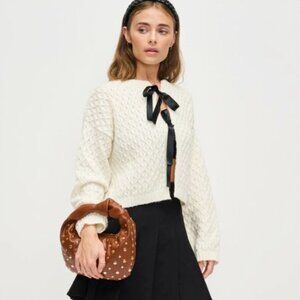 URBAN EXPRESSIONS ~NWT TRACY STUDDED Studded Knot Clutch - Chocolate Brown NEW